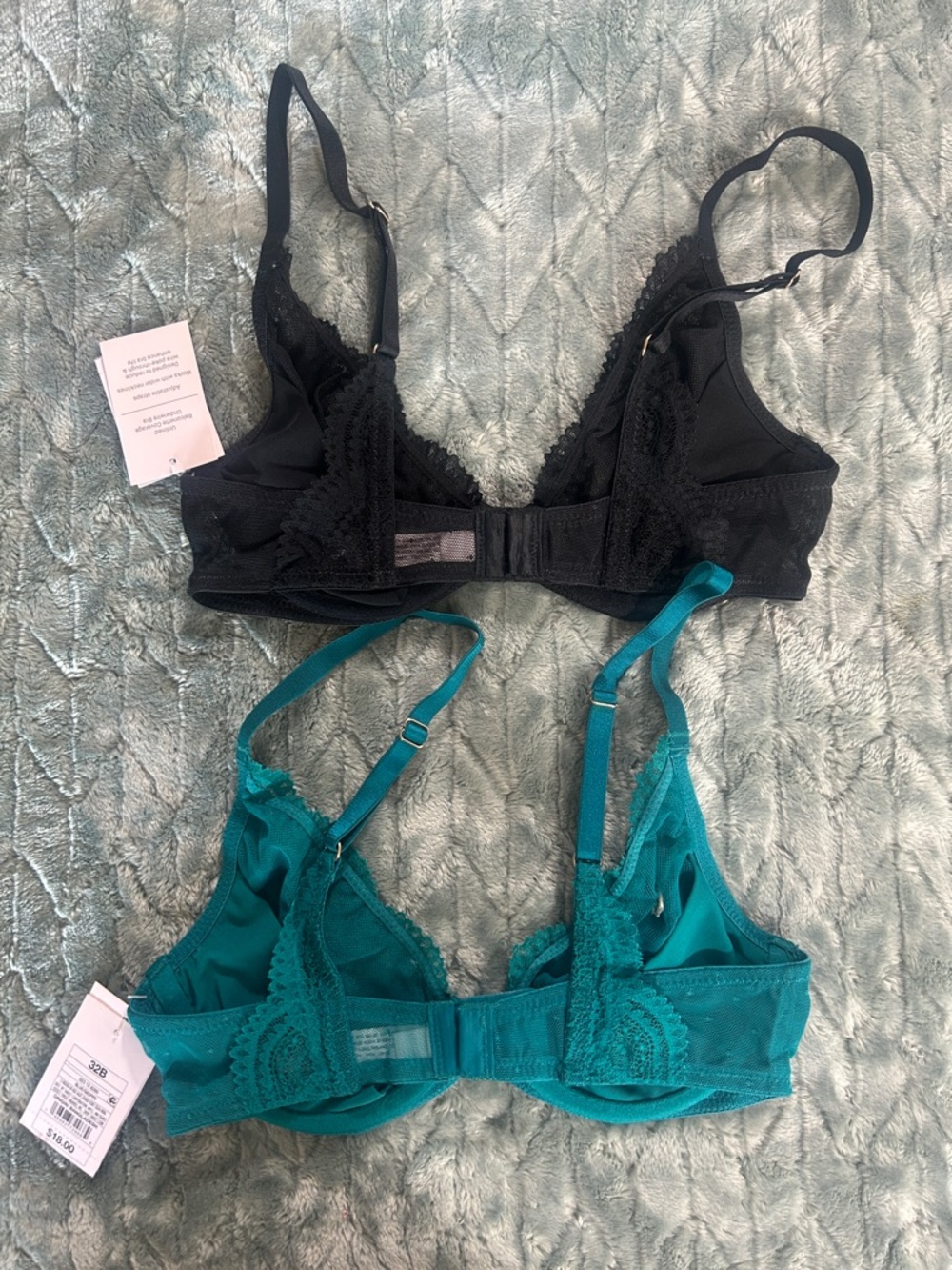 Auden Lace Underwire Bra in Black and Teal - Picture 2 of 5
